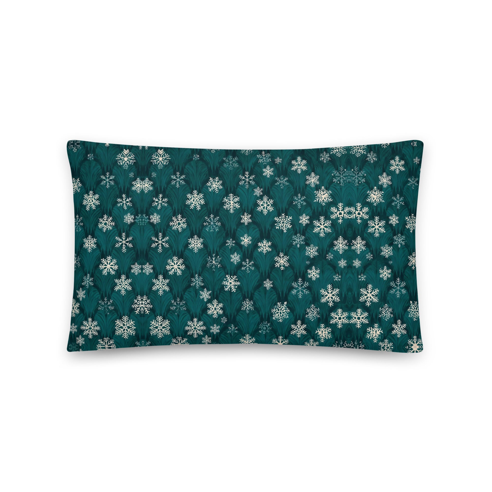 Dark Green Snowflakes Pillow - Dark Green Wall
