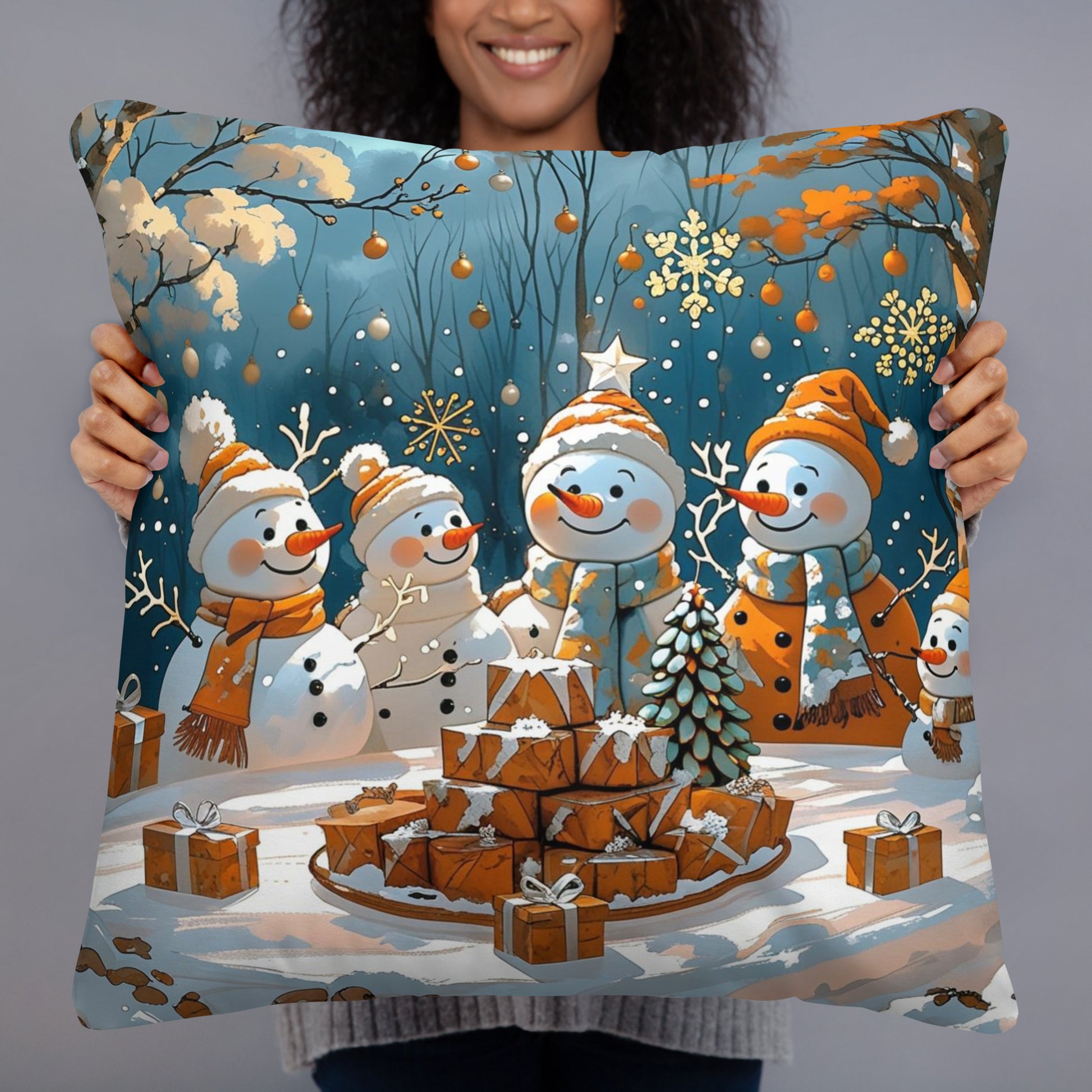 Snowman Basic Pillow - Festive Christmas Home Decor
