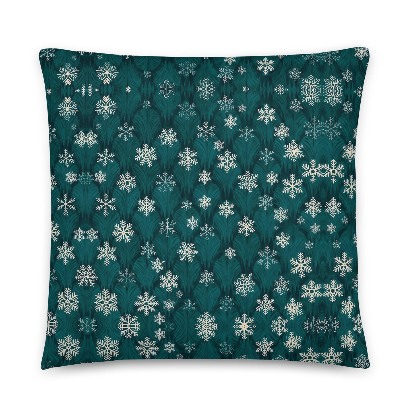 Dark Green Snowflakes Pillow - Dark Green Wall
