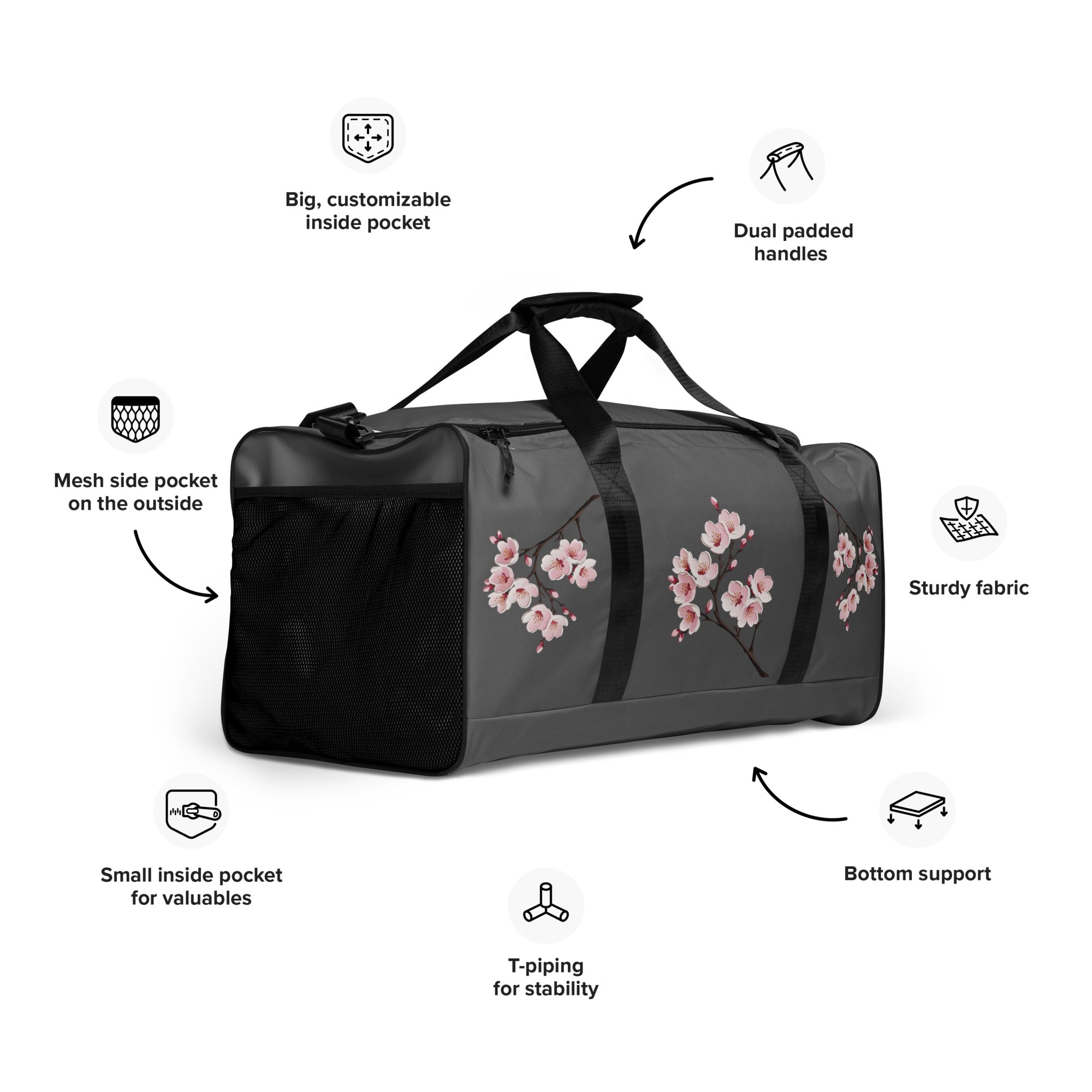 Cherry Blossom Duffle Bag - Beautiful Travel Gym Bag