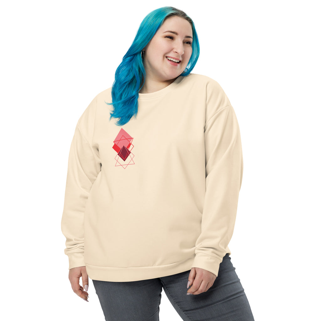 Red Squares Unisex Sweatshirt - Geometric Pattern Comfort Wear