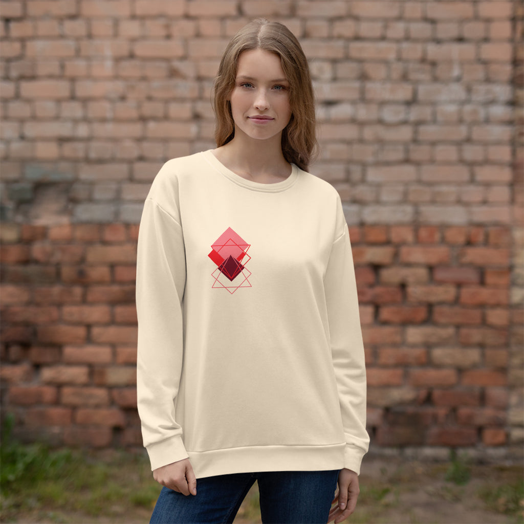 Red Squares Unisex Sweatshirt - Geometric Pattern Comfort Wear
