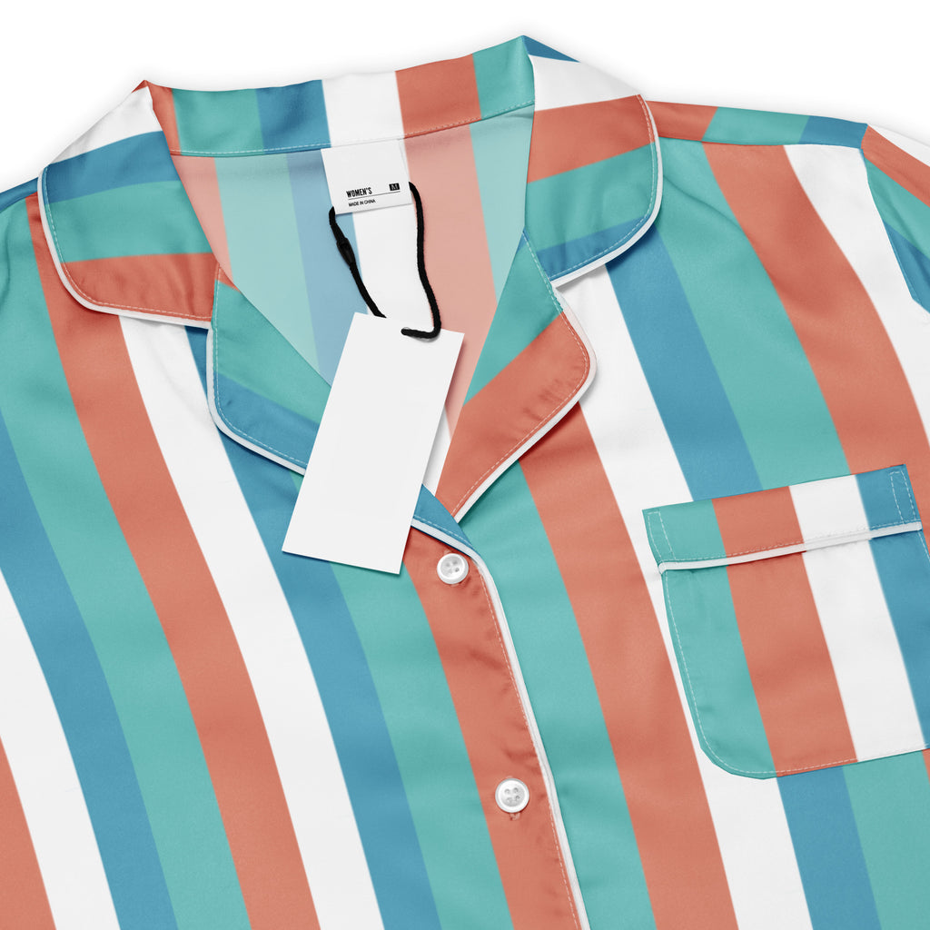 Women's Striped Pajama Top - Short Sleeve Comfortable Sleepwear