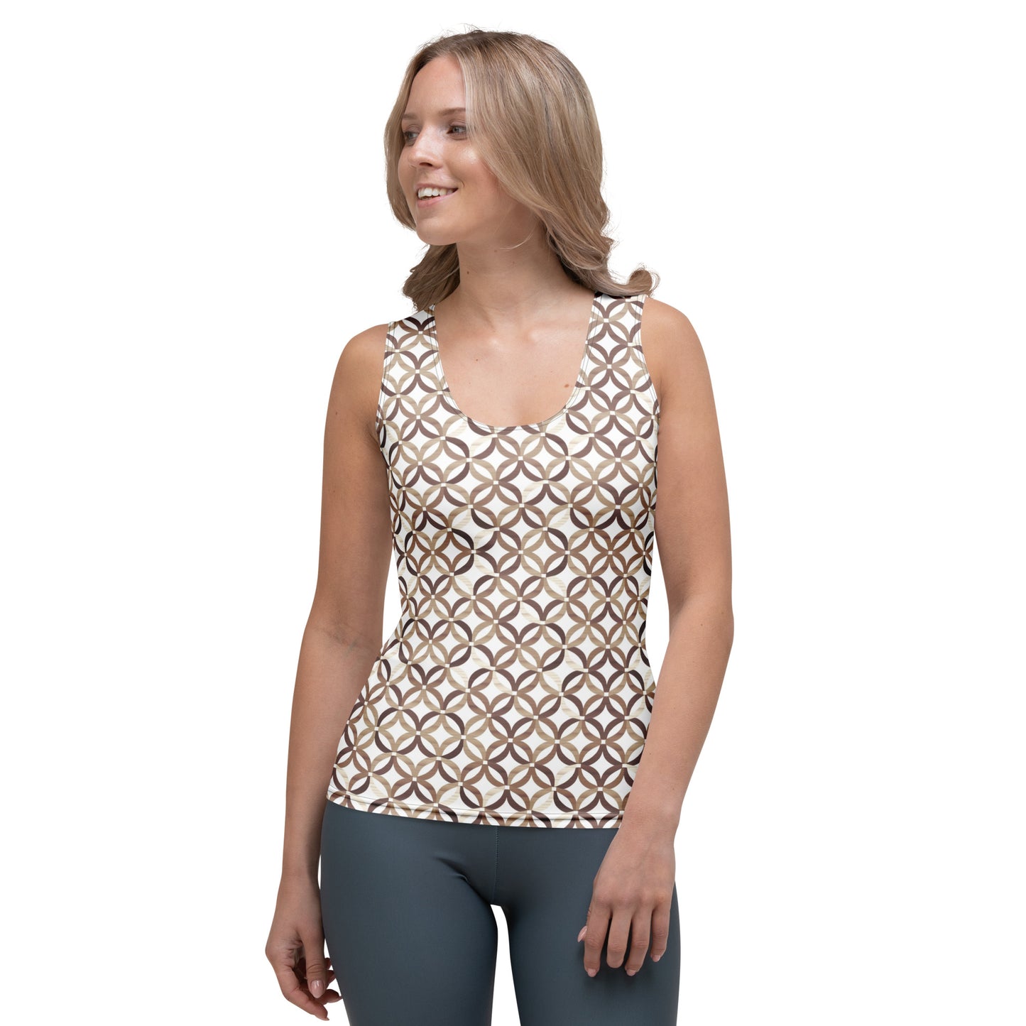 Brown and White Tank Top - Sublimation Cut & Sew Athletic Top