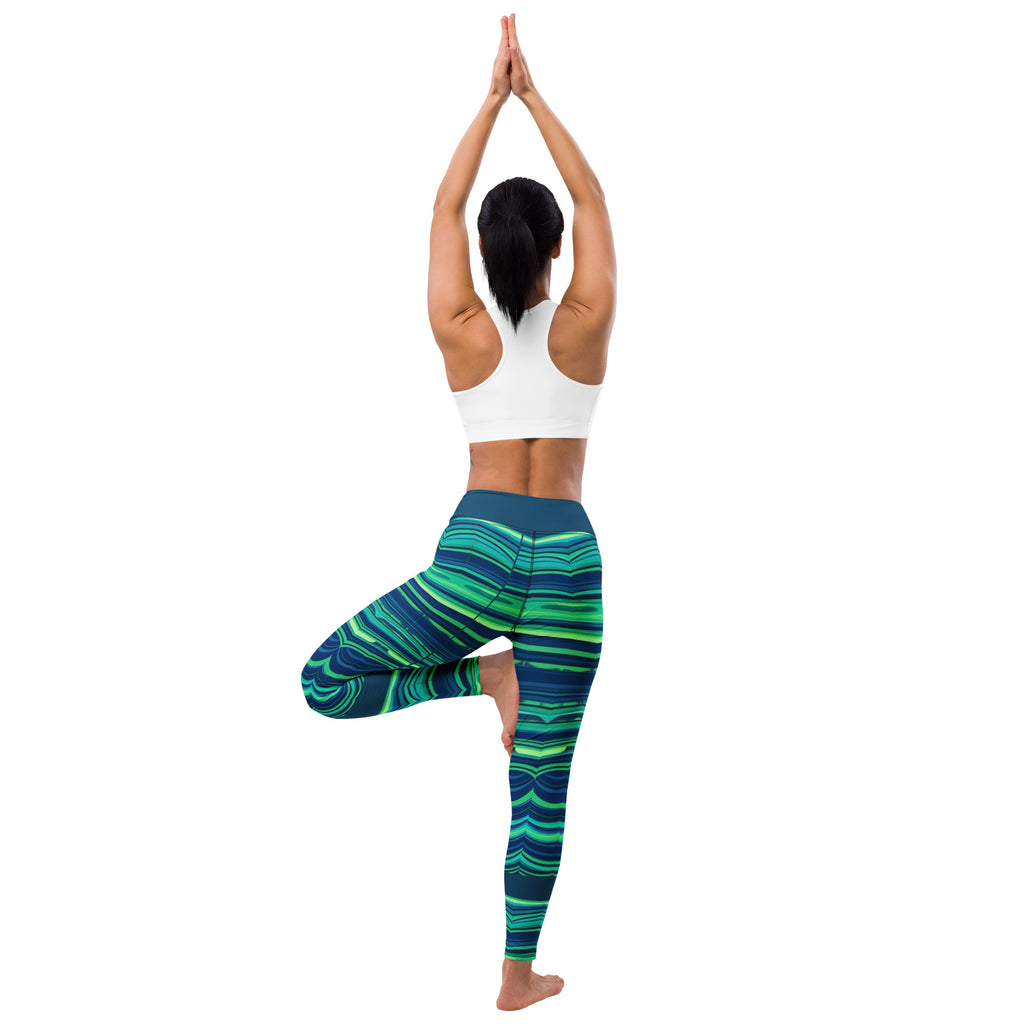 Green and Blue Yoga Leggings - Vibrant Activewear