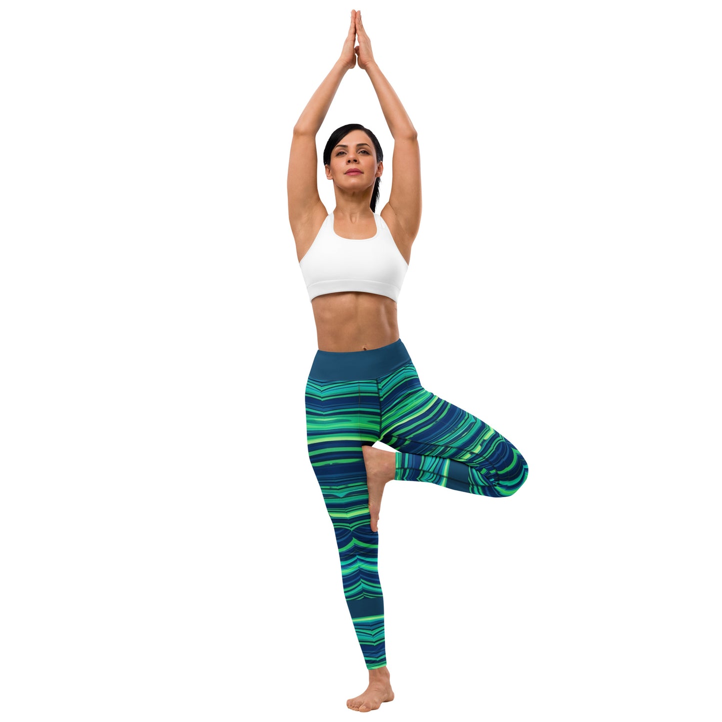 Green and Blue Yoga Leggings - Vibrant Activewear