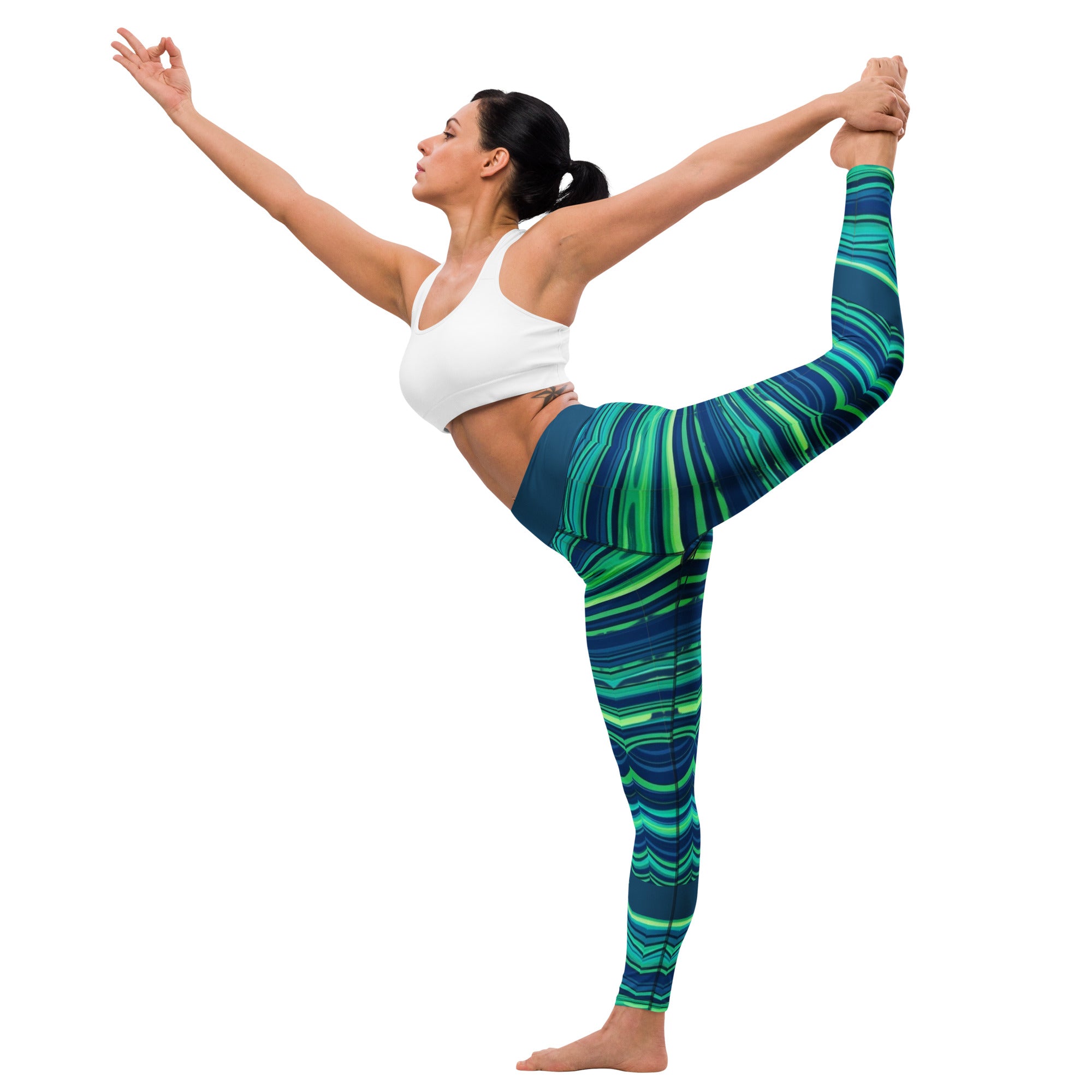 Green and Blue Yoga Leggings - Vibrant Activewear