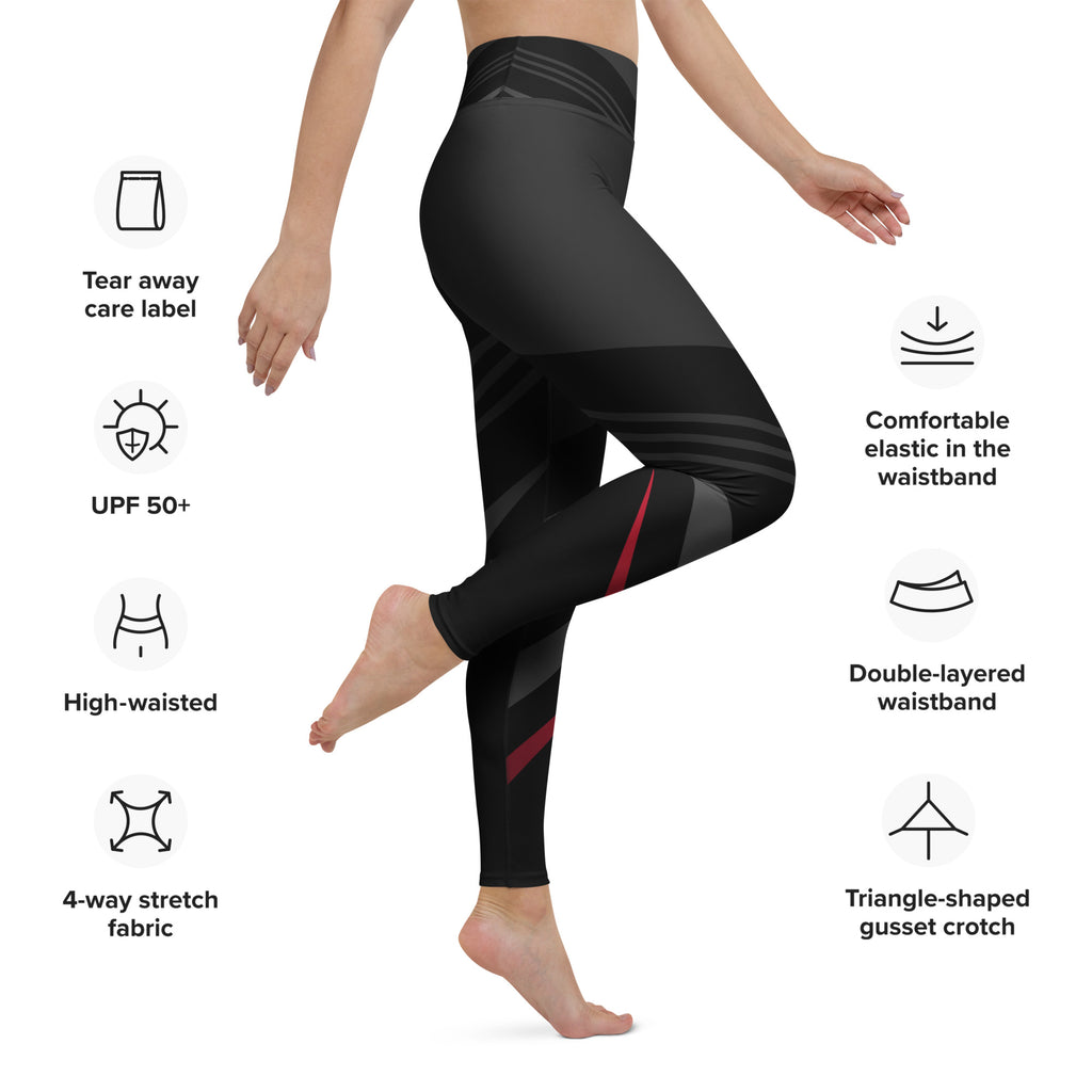 Black & Red Yoga Leggings - Stylish Activewear
