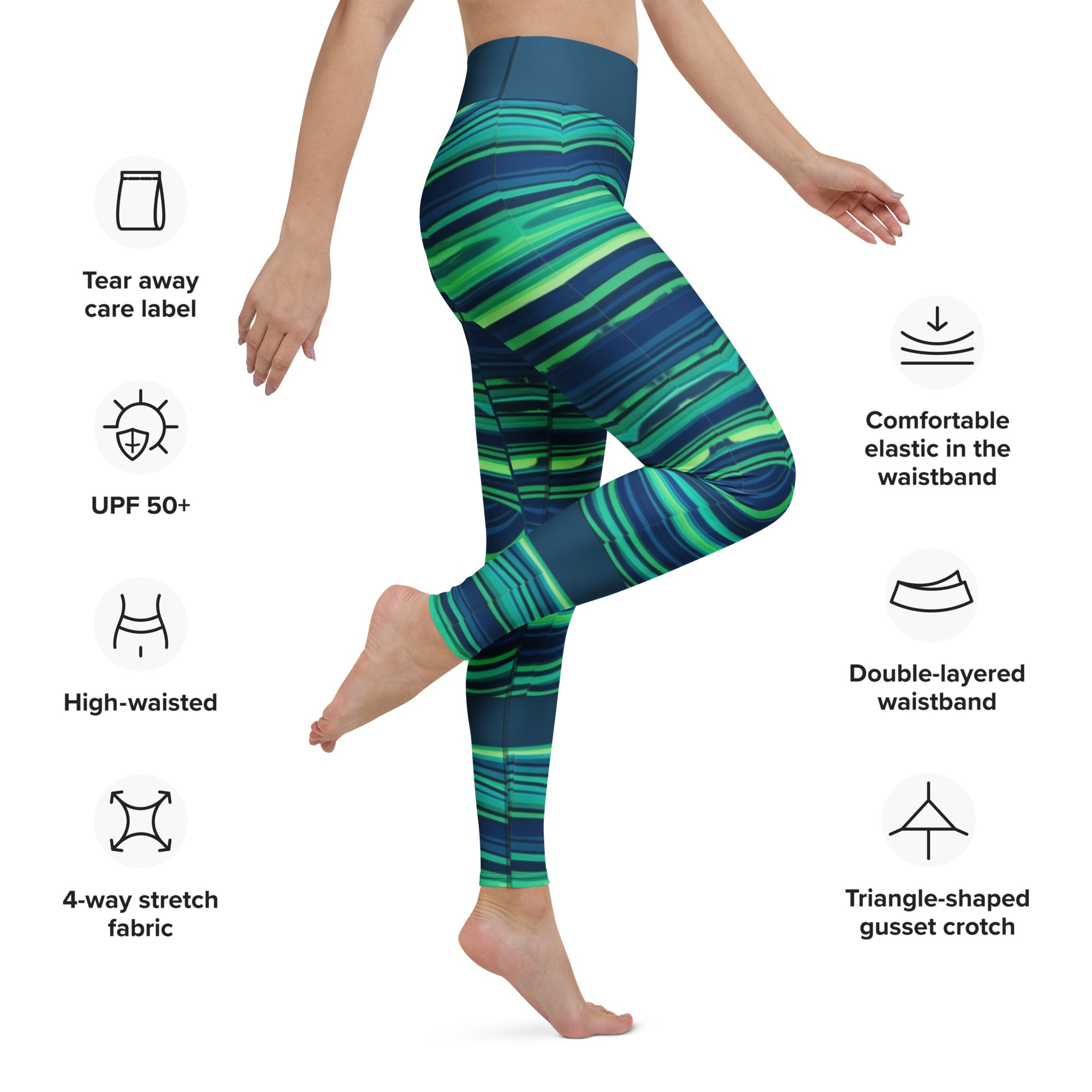 Green and Blue Yoga Leggings - Vibrant Activewear