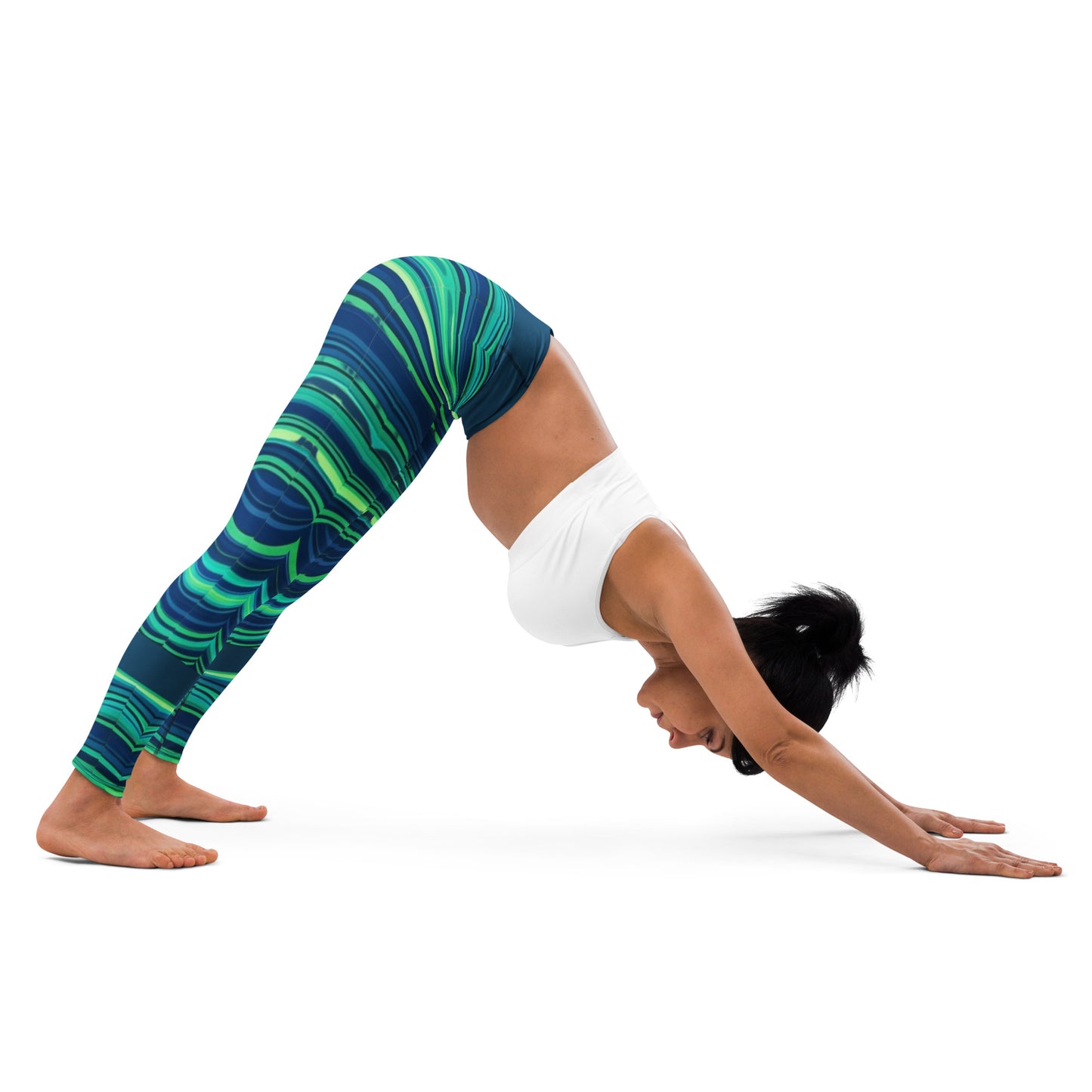 Green and Blue Yoga Leggings - Vibrant Activewear