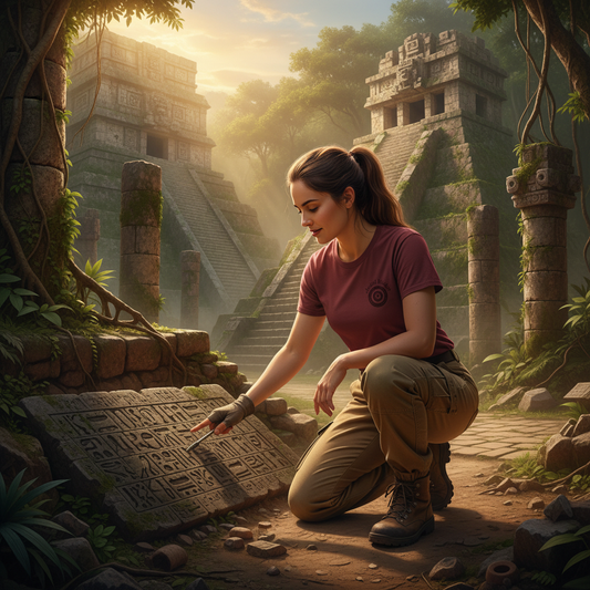 Ancient Wisdom Maroon T-Shirt Woman Archaeological Lifestyle