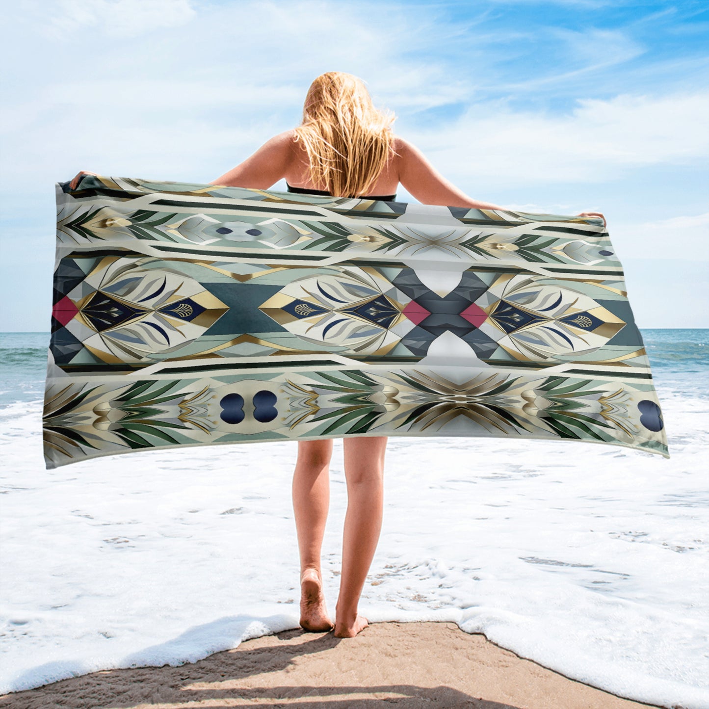 Teal Modern Art Deco Towel