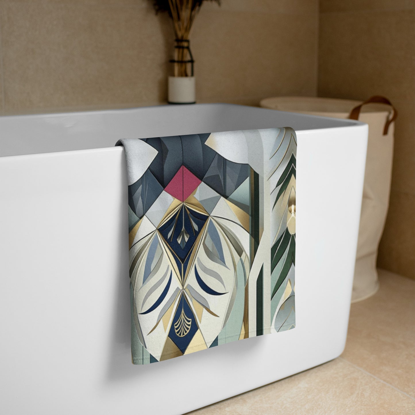 Teal Modern Art Deco Towel