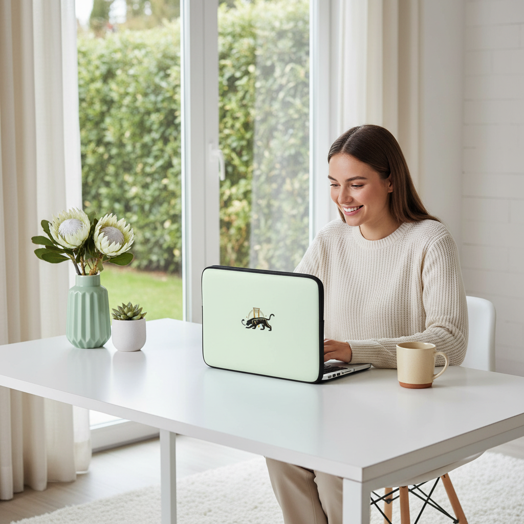 Big Cat Laptop Sleeve Lifestyle - Creative Productivity