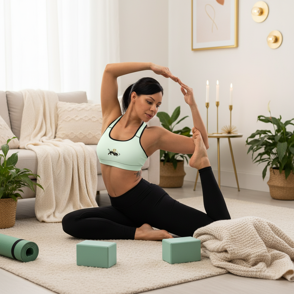 Big Cat Sports Bra with Black Leggings - Warm Cozy Space