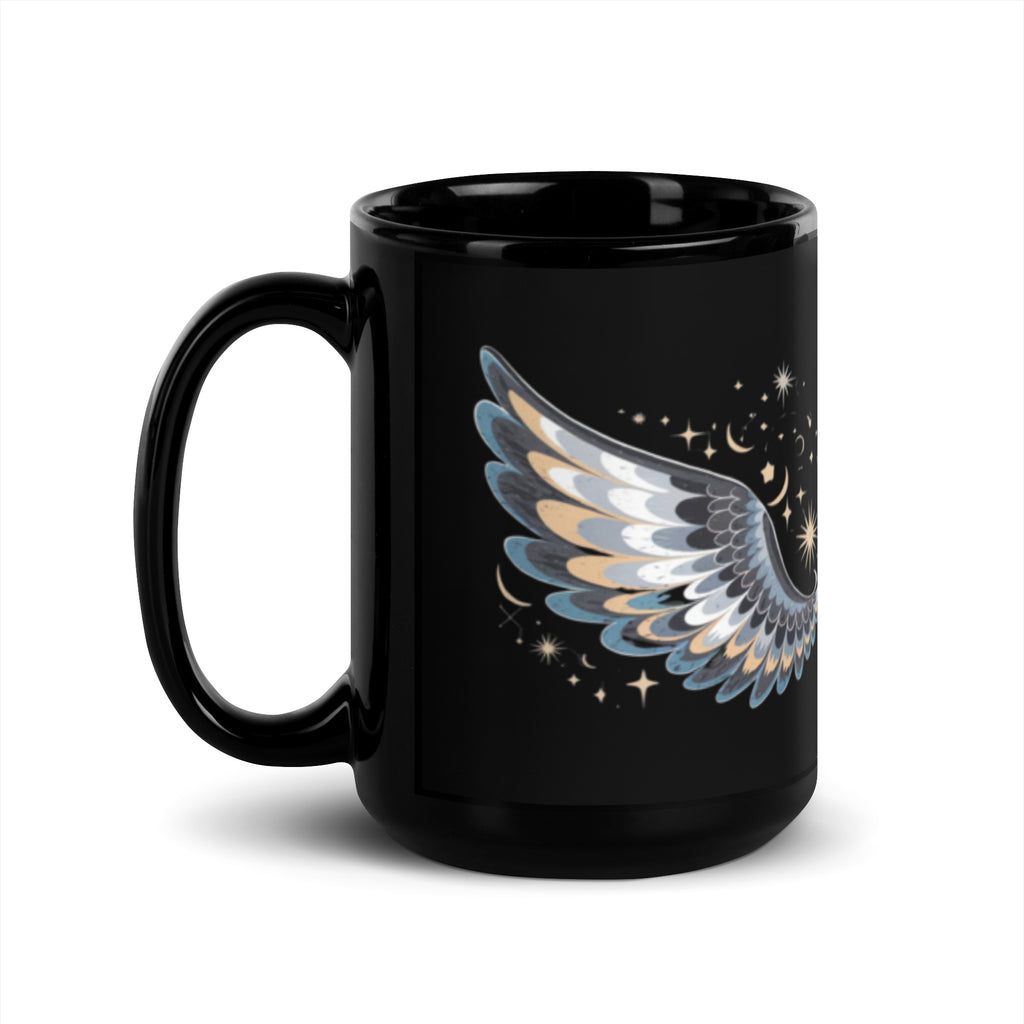  Black Night Wing Mug - Spiritual Angel Coffee Cup