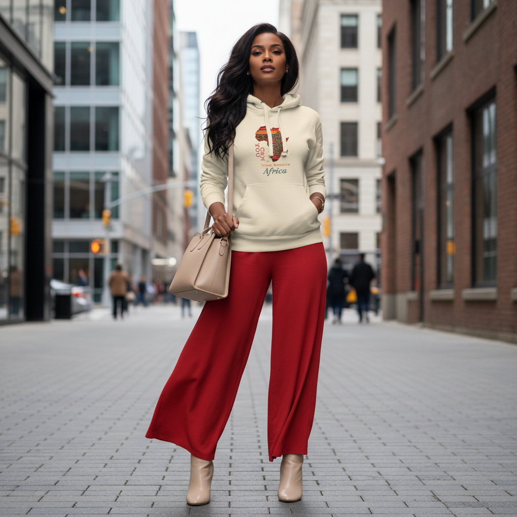 Bone Africa hoodie red pants bone boots bag color coordinated luxury
