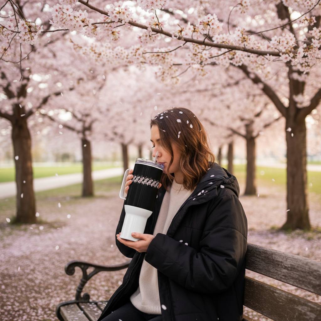 ravel mug with a handle Cherry Blossom