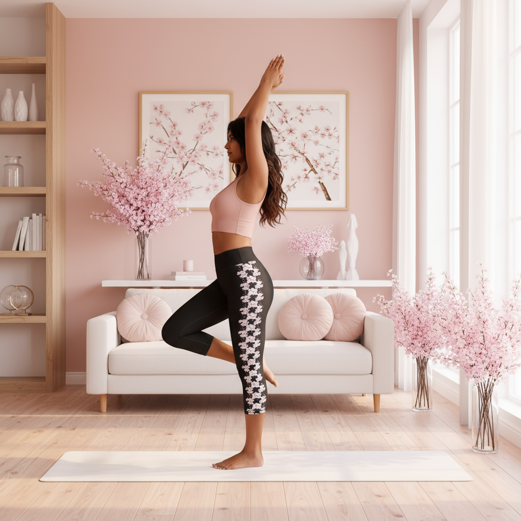 Yoga Capri Leggings Cherry Blossom