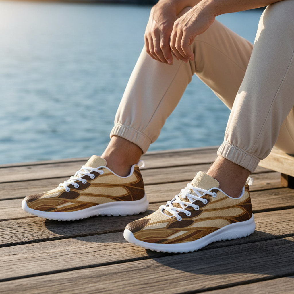 Close-Up Botanical Sneakers White Sole on Marina Dock
