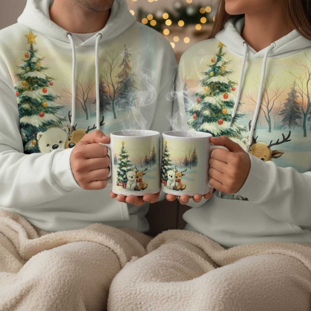 Close-up Hands with Mugs - Intimate Holiday Moment
