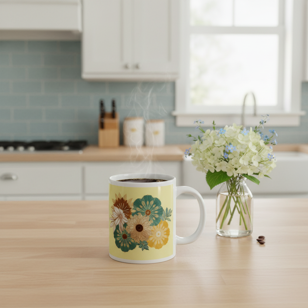 Coffee mug in coastal kitchen