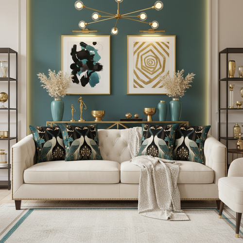 Coordinated Teal Gold Room