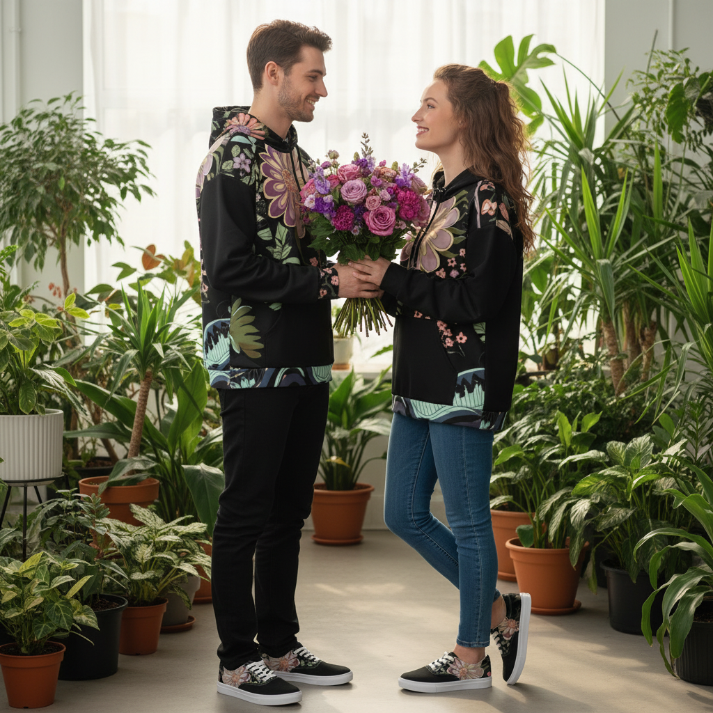 Floral Hoodie - Botanical All-Over Print | Sustainable Recycled Hoodie | Free Fashion Spirit