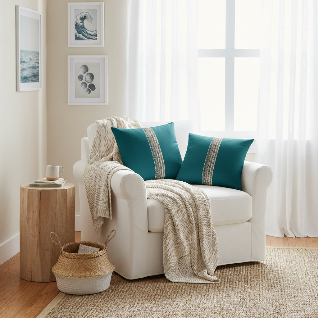 Cozy coastal reading nook