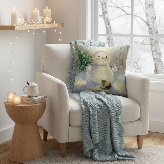 Cute Snowman Pillow lifestyle