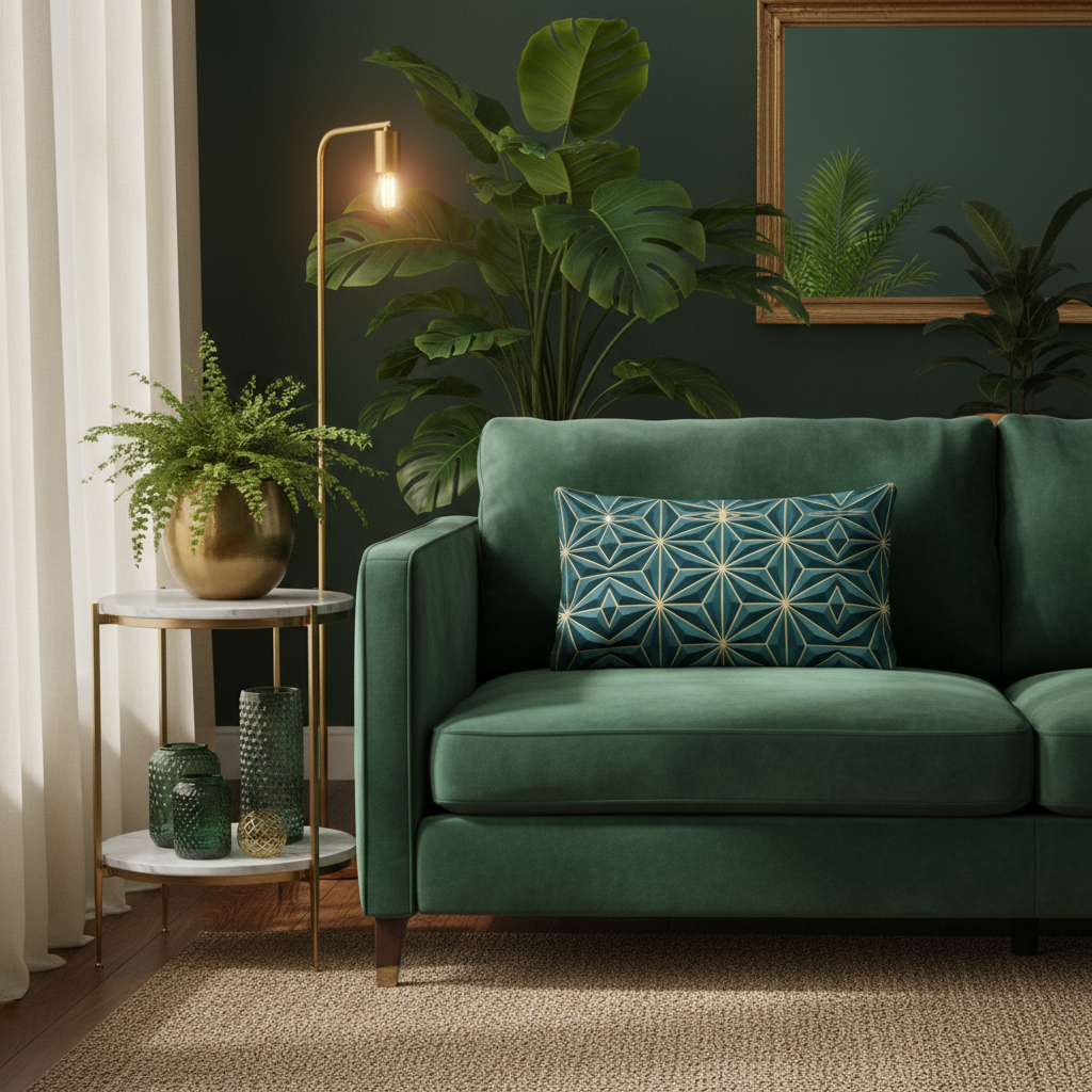 Dark Green Pillow lifestyle