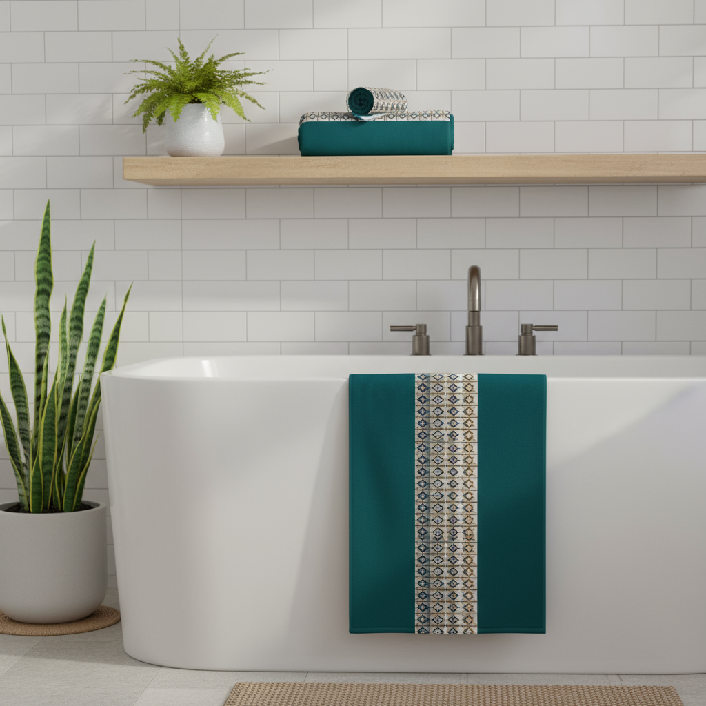 Dark Green Geometric Beach Towel | Free Fashion Spirit