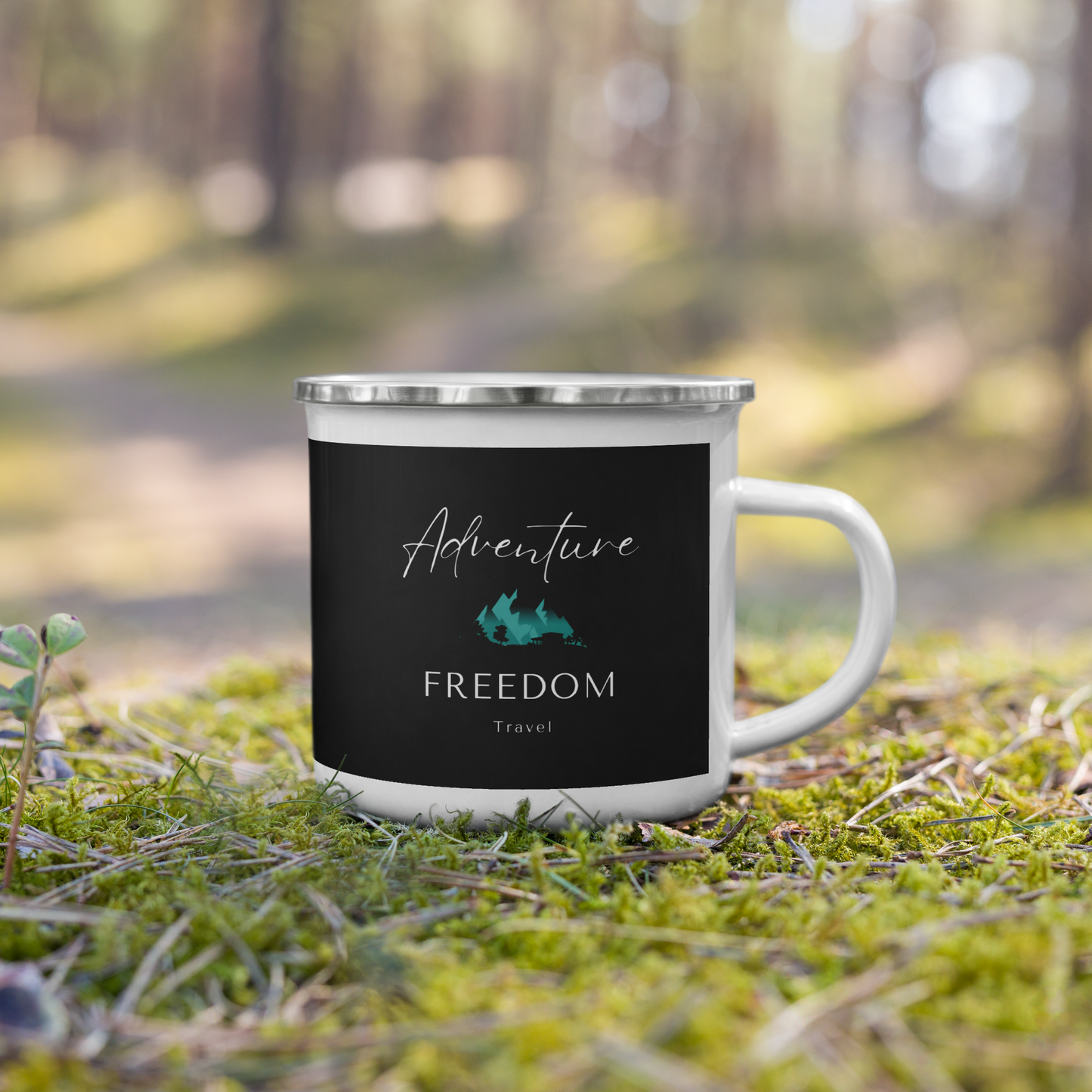 Smaltovaný hrnek Freedom Travel - Odolný kempingový hrnek na kávu