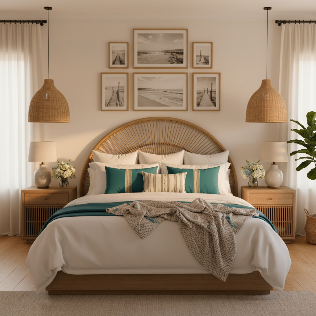 Enchanting coastal master bedroom