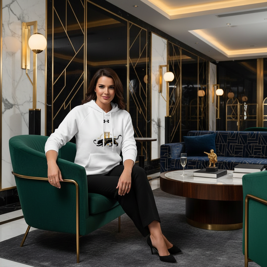 Freedom Hoodie Lifestyle - Woman in Modern Art Deco Interior