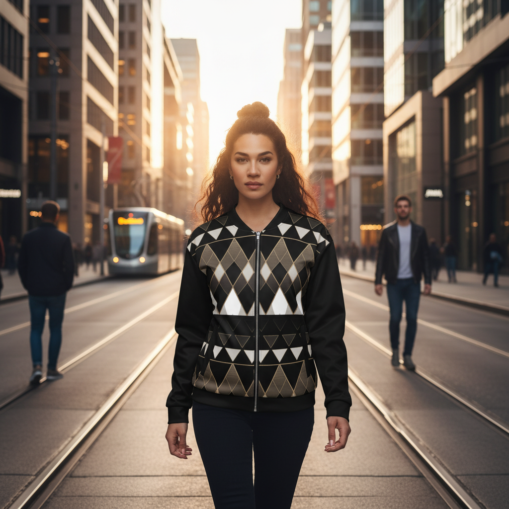 Geometric Bomber Jacket - All-Over Print Unisex | Free Fashion Spirit