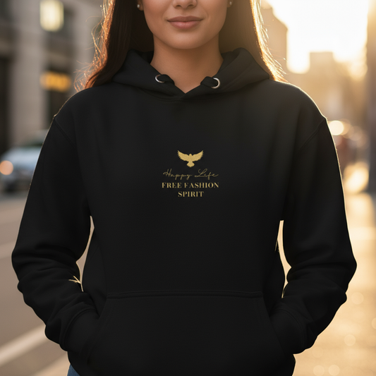Golden Bird Hoodie Close-up Lifestyle