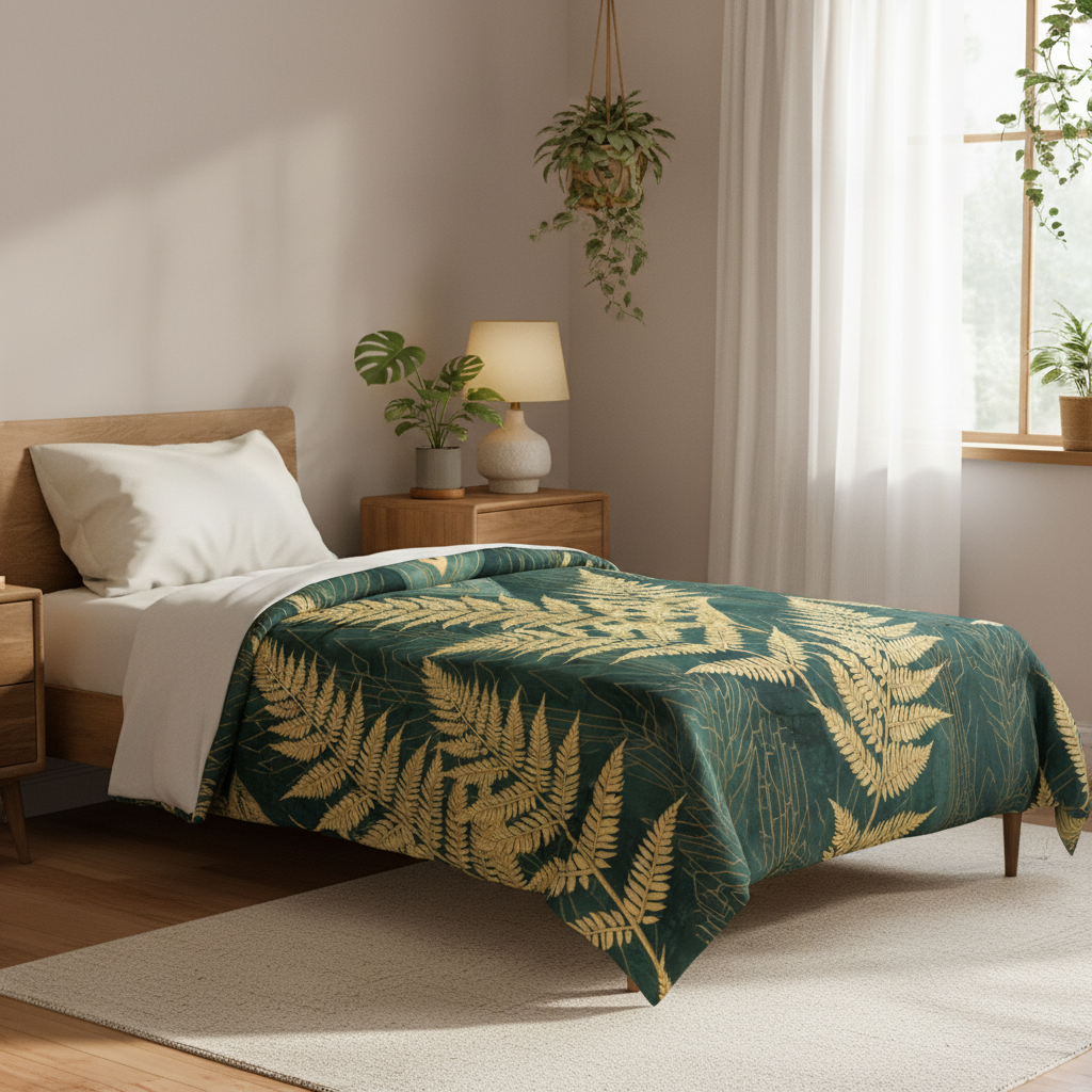 Golden fern twin comforter with clear visible pattern