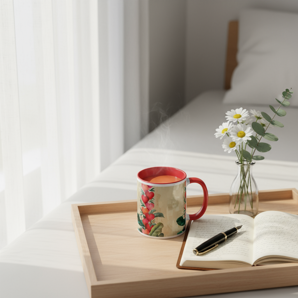 Hearts and gratitude inspirational design for ceramic mug