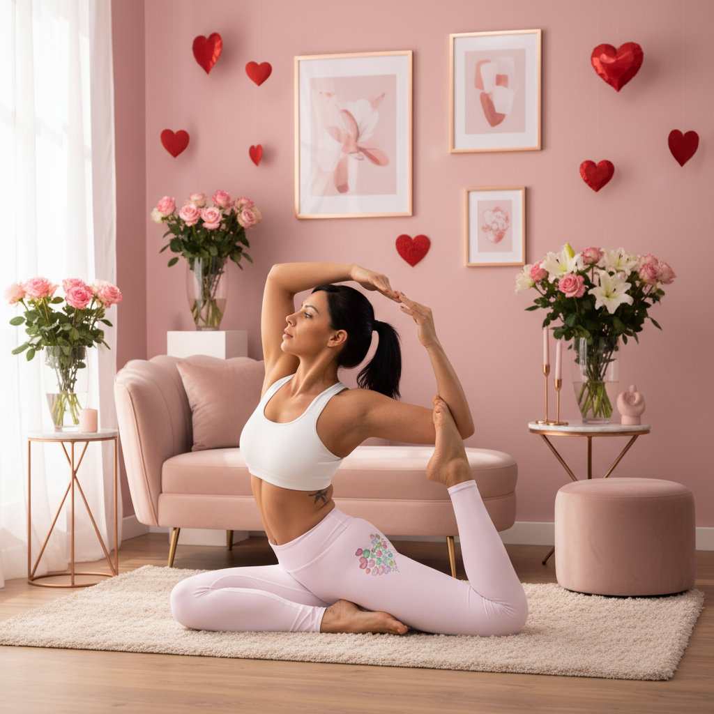 Hearts Yoga Leggings - Valentine's Day Activewear