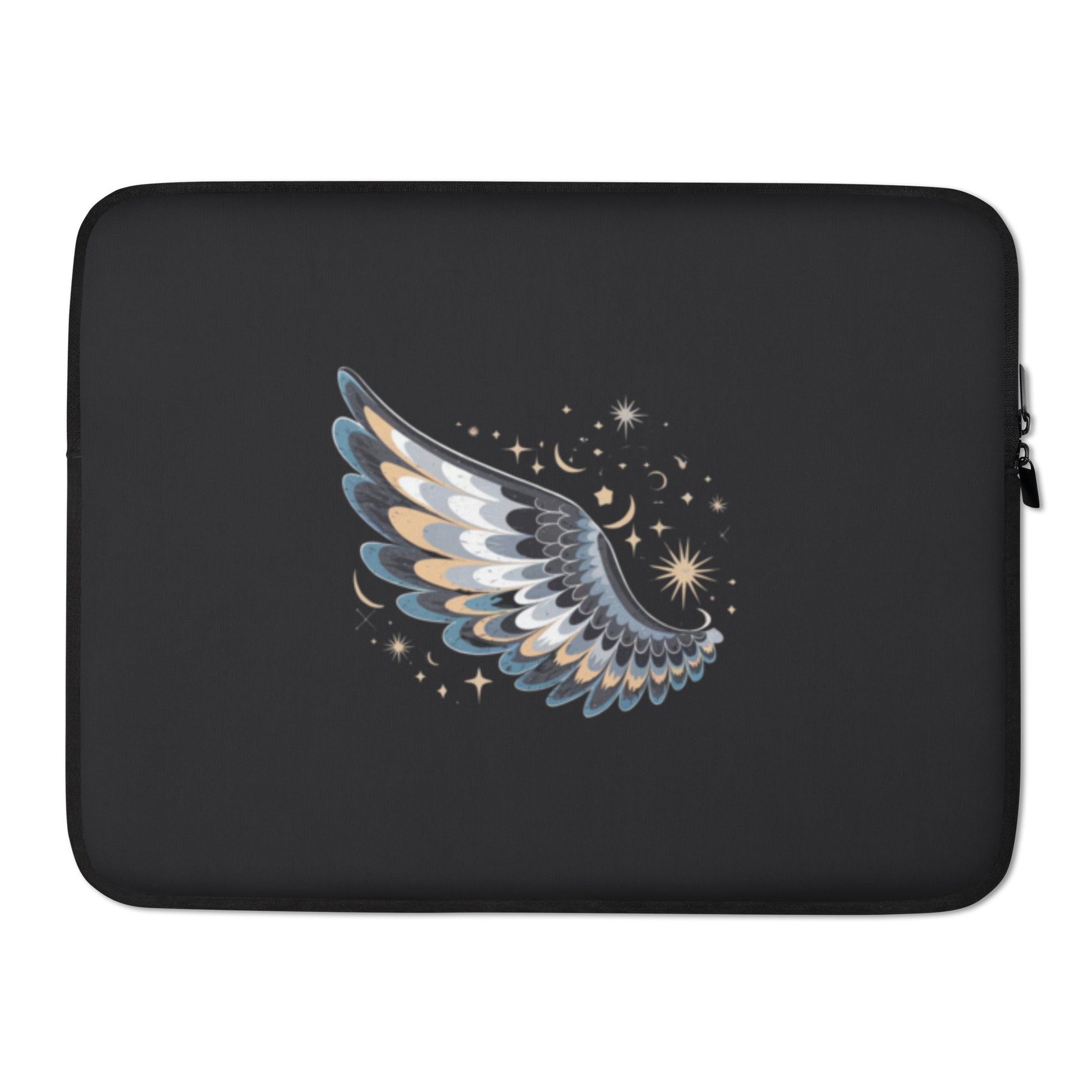 black laptop sleeve with wing motive