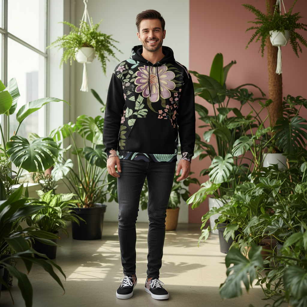 Floral Hoodie - Botanical All-Over Print | Sustainable Recycled Hoodie | Free Fashion Spirit