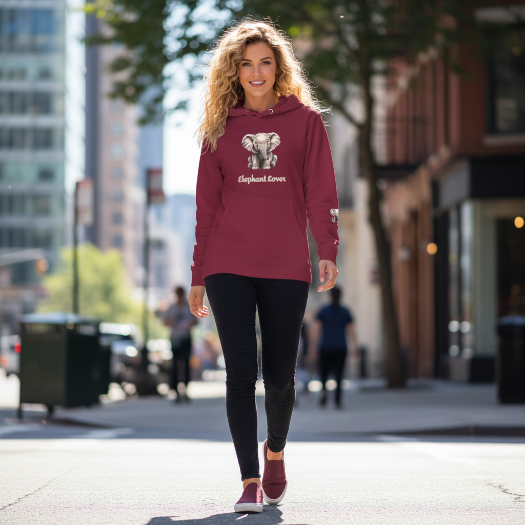 Maroon elephant hoodie black jeans maroon sneakers effortless casual