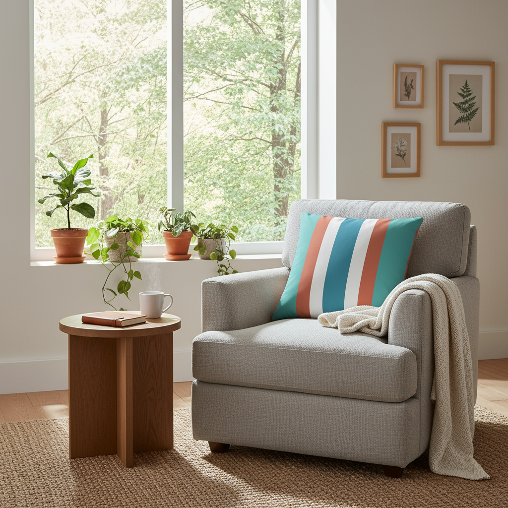 Základní polštář s pruhy - stylová pruhovaná bytová dekorace