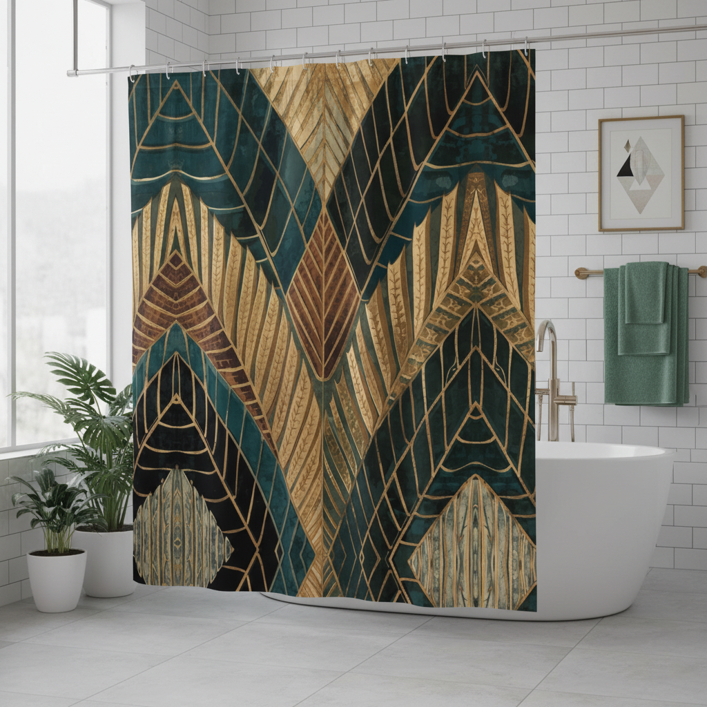 Modern minimalist white bathroom with tropical butterfly shower curtain