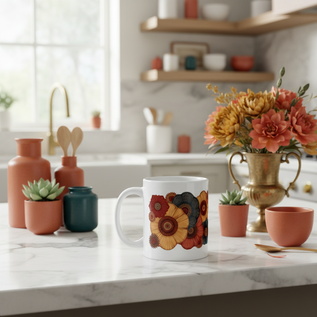 Mug on luxury kitchen island