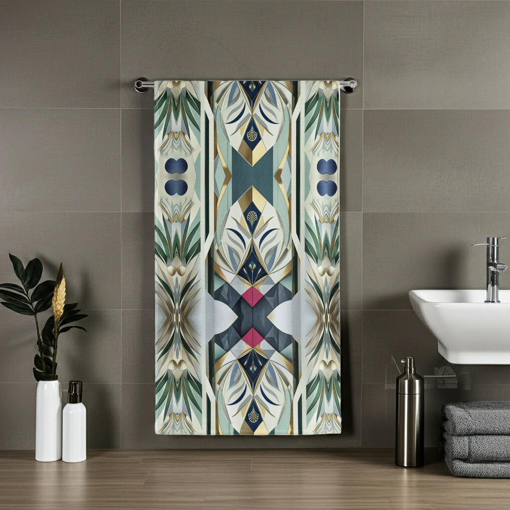 Teal Modern Towel - Art Deco Geometric Beach & Bath Towel | Free Fashion Spirit