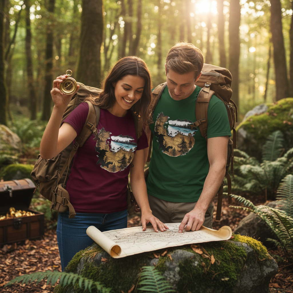 Old Map T-Shirt - Maroon - Treasure Hunt