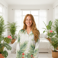 Palm Leaves Hearts Pajama - Blonde Woman Light Bedroom