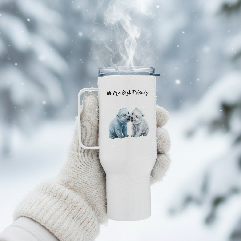 Polar Bears Travel Mug Christmas Tree
